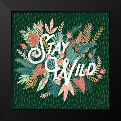 Jungle Hangout V No Sloth Emerald Green Black Modern Wood Framed Art Print by Marshall, Laura