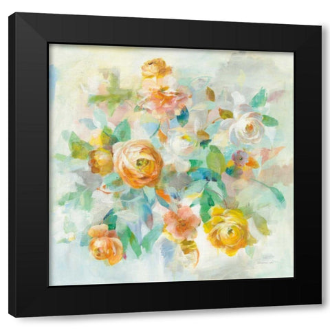 Blooming Splendor V Black Modern Wood Framed Art Print with Double Matting by Nai, Danhui