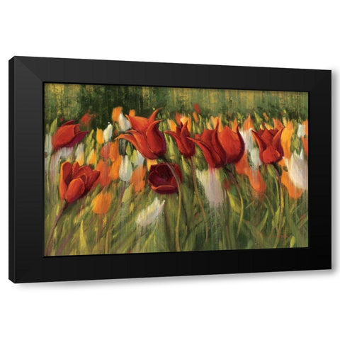 Tipsy Tulips Black Modern Wood Framed Art Print by Novak, Shirley