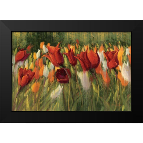 Tipsy Tulips Black Modern Wood Framed Art Print by Novak, Shirley