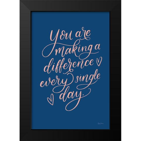 Teachers III Blue Black Modern Wood Framed Art Print by Thorns, Becky