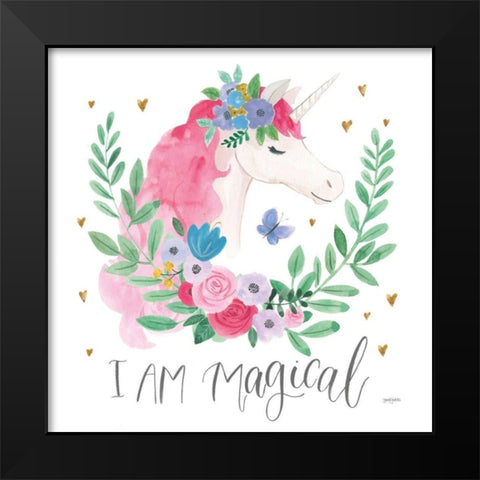 I Am Magical Friends III Butterfly Black Modern Wood Framed Art Print by Jackson, Jenaya