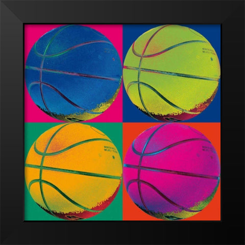 Ball Four Basketball Crop Black Modern Wood Framed Art Print by Wild Apple Portfolio