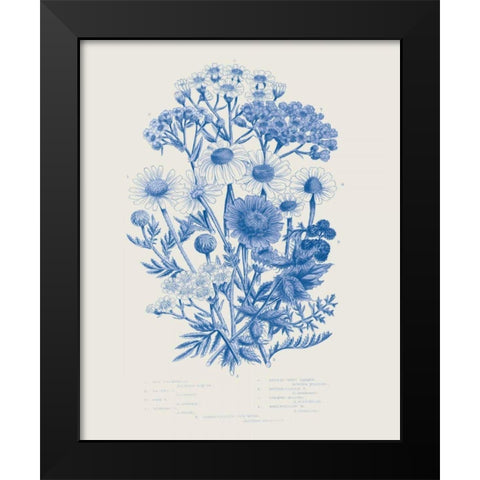 Flowering Plants V Mid Blue Black Modern Wood Framed Art Print by Wild Apple Portfolio