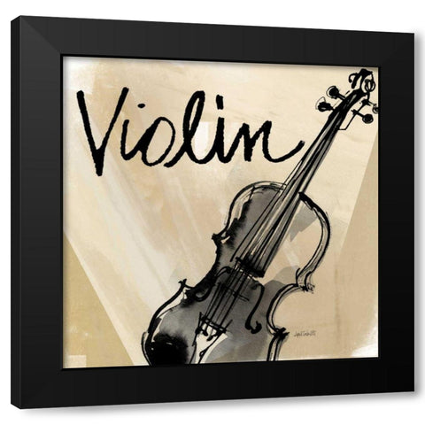 Violin Neutral Black Modern Wood Framed Art Print with Double Matting by Tavoletti, Anne
