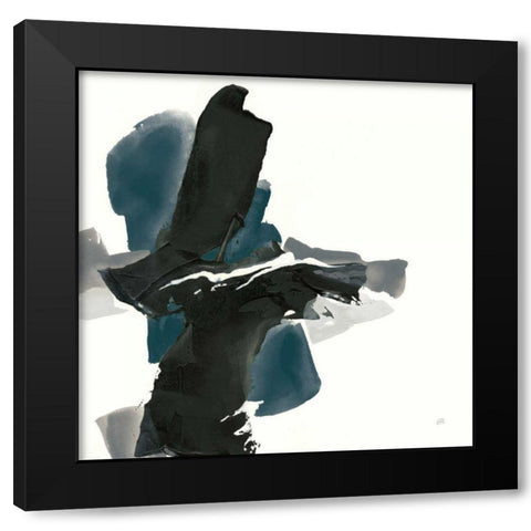 Black and Dark Teal IV Black Modern Wood Framed Art Print by Paschke, Chris