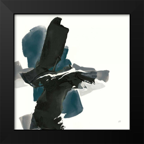Black and Dark Teal IV Black Modern Wood Framed Art Print by Paschke, Chris