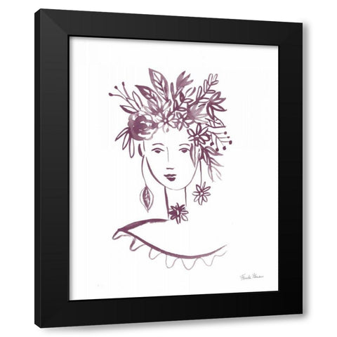 Flower Girl I Plum Black Modern Wood Framed Art Print with Double Matting by Zaman, Farida