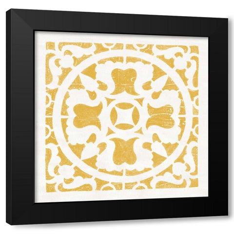 Hacienda Tile I Golden Yellow Black Modern Wood Framed Art Print with Double Matting by Hershey, Moira