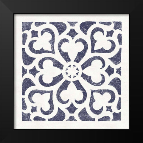 Hacienda Tile III Navy Black Modern Wood Framed Art Print by Hershey, Moira