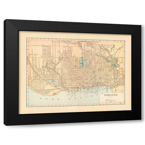 Map of Toronto Black Modern Wood Framed Art Print by Wild Apple Portfolio