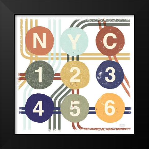 Retro New York CIty Life Subway Black Modern Wood Framed Art Print by Mullan, Michael