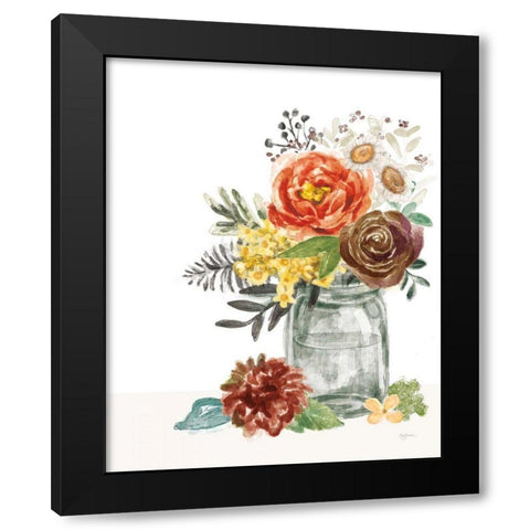 Flower Fest V Green Jar Black Modern Wood Framed Art Print with Double Matting by Urban, Mary