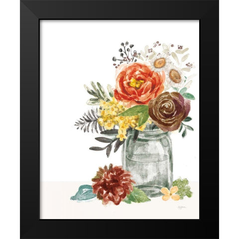 Flower Fest V Green Jar Black Modern Wood Framed Art Print by Urban, Mary