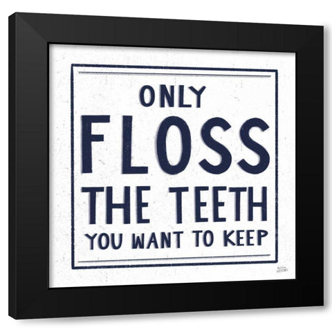 Only Floss Navy Black Modern Wood Framed Art Print by Averinos, Melissa