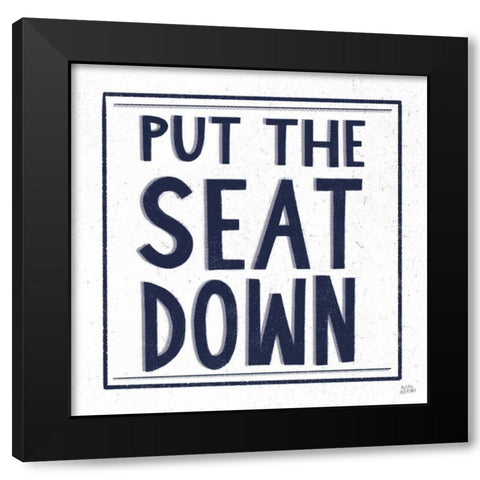 Put the Seat Down Navy Black Modern Wood Framed Art Print with Double Matting by Averinos, Melissa