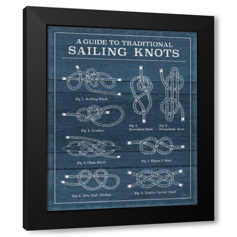 Vintage Sailing Knots XIII Black Modern Wood Framed Art Print with Double Matting by Urban, Mary