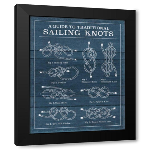 Vintage Sailing Knots XIII Black Modern Wood Framed Art Print by Urban, Mary