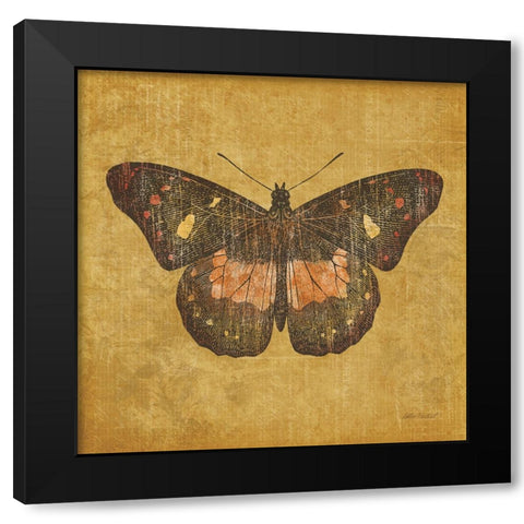 Ochre Butterfly Black Modern Wood Framed Art Print by Pertiet, Katie