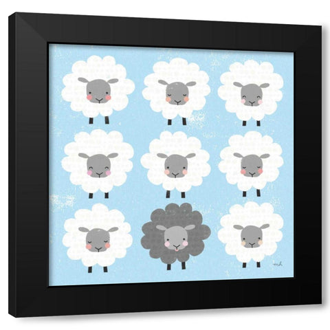 Be Ewe Black Modern Wood Framed Art Print by Hershey, Moira