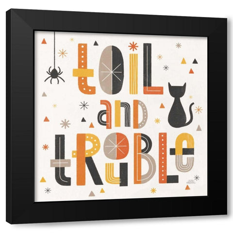 Retro Halloween V Black Modern Wood Framed Art Print by Marshall, Laura