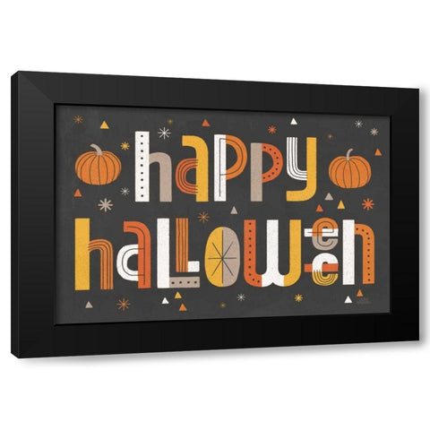 Retro Halloween I Black Black Modern Wood Framed Art Print by Marshall, Laura