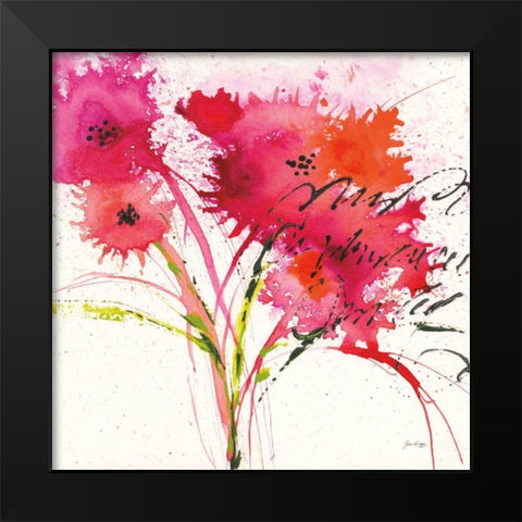 Flower Talk Black Modern Wood Framed Art Print by Griggs, Jan
