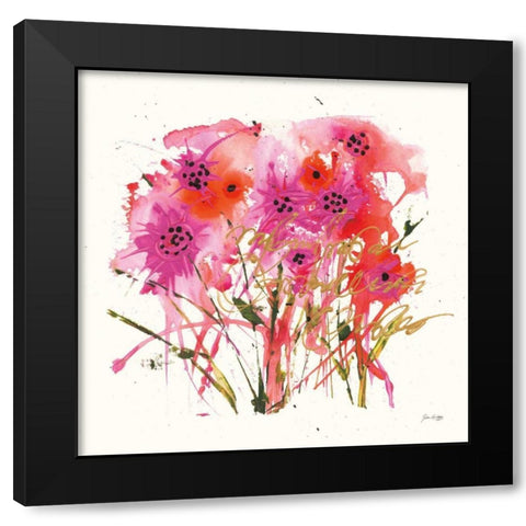 Flower Talk Gold Black Modern Wood Framed Art Print with Double Matting by Griggs, Jan