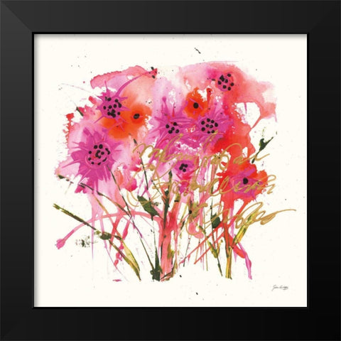 Flower Talk Gold Black Modern Wood Framed Art Print by Griggs, Jan