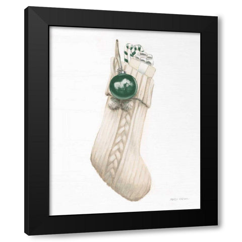 White Christmas Stocking Green Black Modern Wood Framed Art Print with Double Matting by Fabiano, Marco