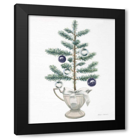 White Christmas Tree Navy Black Modern Wood Framed Art Print by Fabiano, Marco