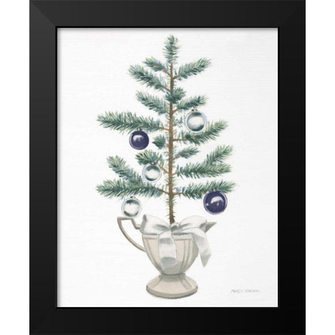 White Christmas Tree Navy Black Modern Wood Framed Art Print by Fabiano, Marco