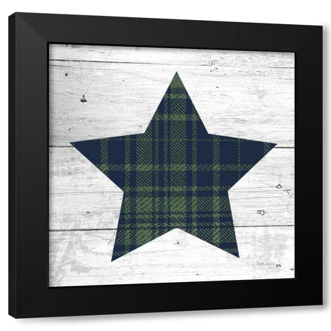 Nordic Holiday XII Plaid Navy Green Black Modern Wood Framed Art Print with Double Matting by Grove, Beth