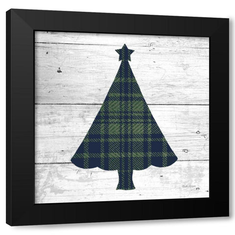 Nordic Holiday XVI Plaid Navy Green Black Modern Wood Framed Art Print with Double Matting by Grove, Beth