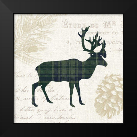 Plaid Lodge I Navy Green Black Modern Wood Framed Art Print by Wild Apple Portfolio