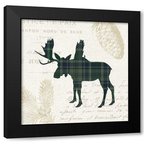 Plaid Lodge IV Navy Green Black Modern Wood Framed Art Print by Wild Apple Portfolio