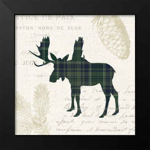 Plaid Lodge IV Navy Green Black Modern Wood Framed Art Print by Wild Apple Portfolio