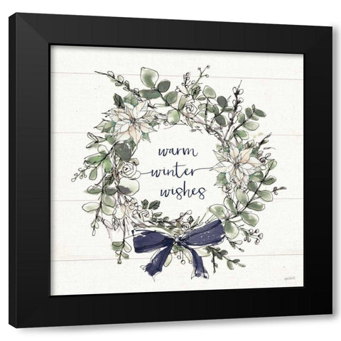 Modern Farmhouse VII Christmas Navy Bow Black Modern Wood Framed Art Print with Double Matting by Tavoletti, Anne
