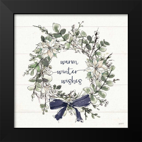 Modern Farmhouse VII Christmas Navy Bow Black Modern Wood Framed Art Print by Tavoletti, Anne