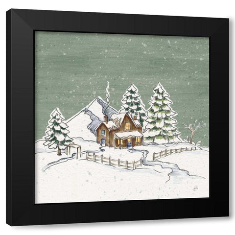 Holiday Toile Cabin Neutral Crop Black Modern Wood Framed Art Print by Brissonnet, Daphne