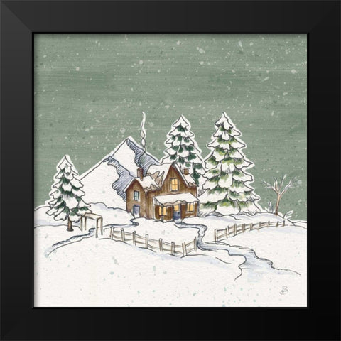 Holiday Toile Cabin Neutral Crop Black Modern Wood Framed Art Print by Brissonnet, Daphne