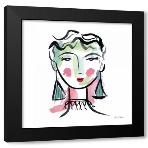 Pretty Faces III Black Modern Wood Framed Art Print by Zaman, Farida