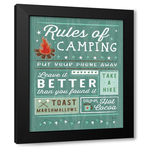 Comfy Camping I Black Modern Wood Framed Art Print with Double Matting by Averinos, Melissa