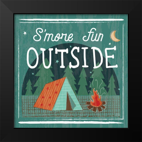 Comfy Camping III Black Modern Wood Framed Art Print by Averinos, Melissa