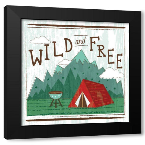 Comfy Camping V Black Modern Wood Framed Art Print with Double Matting by Averinos, Melissa
