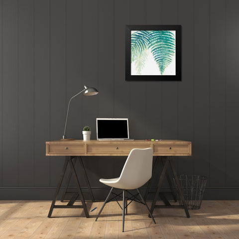 Ferns III Square Cool Black Modern Wood Framed Art Print by Paschke, Chris