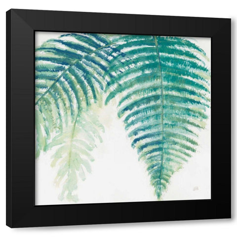 Ferns III Square Cool Black Modern Wood Framed Art Print with Double Matting by Paschke, Chris