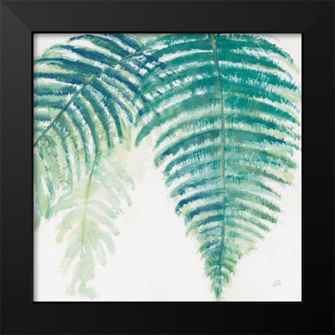 Ferns III Square Cool Black Modern Wood Framed Art Print by Paschke, Chris