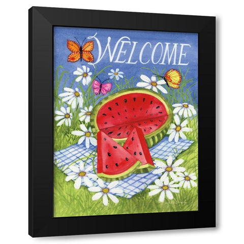 Summertime Welcome Black Modern Wood Framed Art Print with Double Matting by McKenna, Kathleen Parr