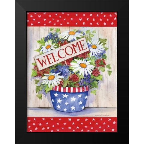 Patriotic Welcome Black Modern Wood Framed Art Print by McKenna, Kathleen Parr